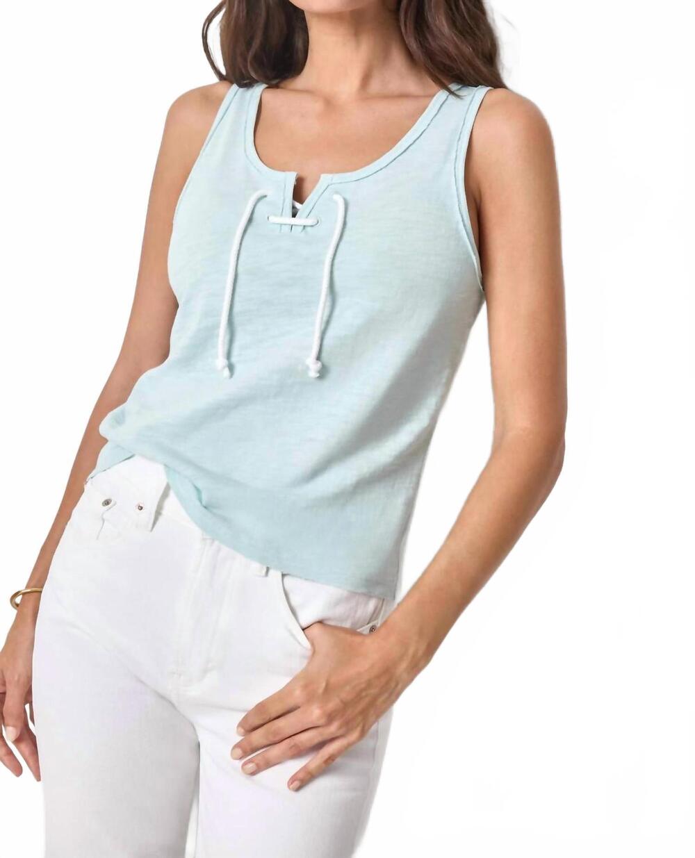 NEW LILLA P lace up tank top in seabreeze